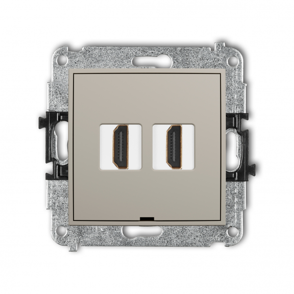 Mechanizm gniazda podwójnego HDMI 2.0, 4K, bez pola opisowego podtynkowy IP 20 MINI taupe - 60MHDMIBO-4 - KARLIK