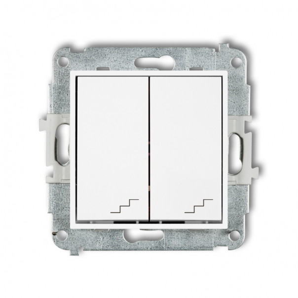 Mechanizm łącznika podwójnego schodowego podtynkowy IP 20 / IP 44, 10AX 250V~ ICON biały - IWP-33 - KARLIK