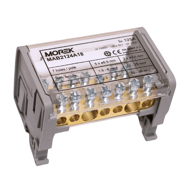 Blok dystrybucyjny Moblock 2P 1000V 125A-7 2x35 + 5x6mm2 - MAB2124A18 - MOREK