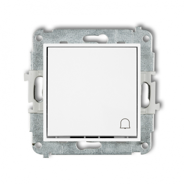 Mechanizm łącznika zwierny dzwonek  podtynkowy IP 20 / IP 44, 10AX 250V~ MINI biały mat - 25MWP-4 - KARLIK