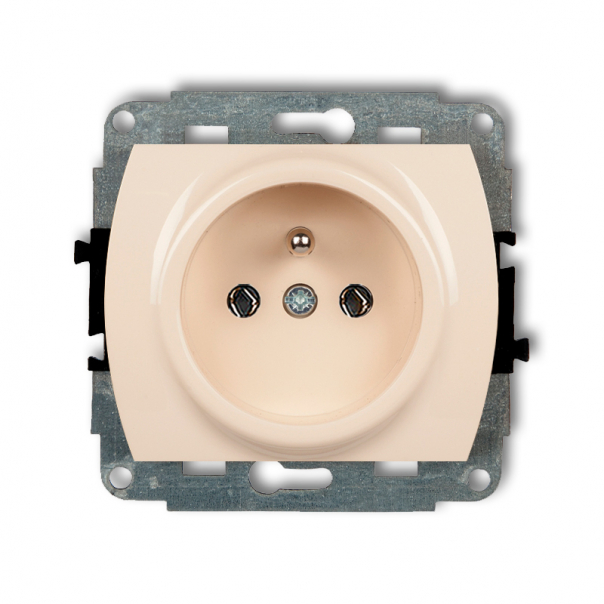 Mechanizm gniazda pojedynczego z uziemieniem 2P+Z (bez przesłon torów prądowych) podtynkowy IP 20, 16A 250V~ TREND beżowy - 1GP-1z - KARLIK
