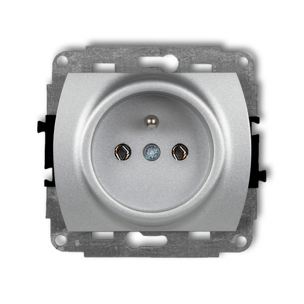 Mechanizm gniazda pojedynczego z uziemieniem 2P+Z (bez przesłon torów prądowych) podtynkowy IP 20, 16A 250V~ TREND srebrny metalik - 7GP-1z - KARLIK