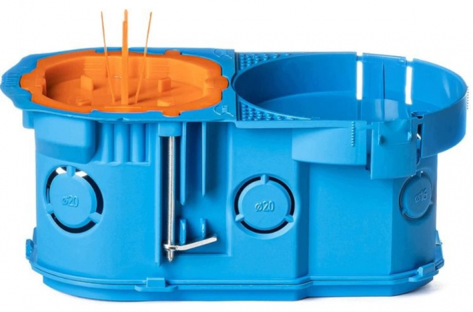 PUSZKA DO ŚCIAN PUSTYCH PSE2x60D BUCIQ PRO NIEBIESKA+POKRYWA SYGNALIZACYJNA, GŁĘBOKA DO ELEKTRONIKI - 34455203 - SIMET