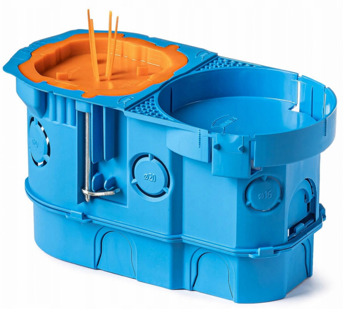 PUSZKA DO ŚCIAN PUSTYCH PSE2x60D BUCIQ PRO NIEBIESKA+POKRYWA SYGNALIZACYJNA, EXTRAGŁĘBOKA 80MM DO ELEKTRONIKI - 34456203 - SIMET