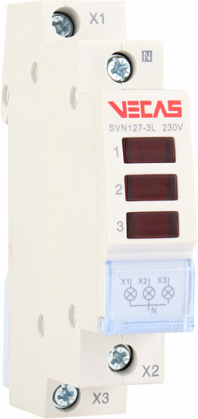 Lampka sygnalizacyjna 3 LED czerwona 230V AC 1P - VCS-SVN127-3L-R-1P - VECAS