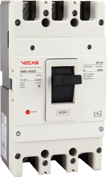 Wyłącznik mocy HM6-400S 400A 3P 35/25kA 400V AC wyzw. TM (bez regulacji) - VCS-HM6-400S-400-3P - VECAS