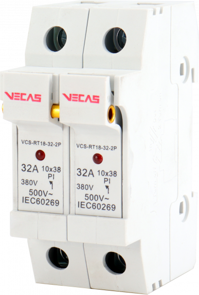 Podstawa bezpiecznikowa RT18-32 2P 32A 10x38 - VCS-RT18-32-2P - VECAS