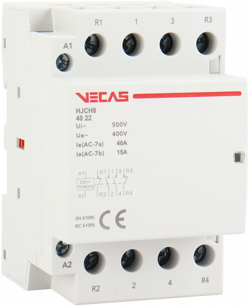 Stycznik modułowy 40A 2NO+2NC 230V AC - VCS-HJCH8-40-22-230 - VECAS