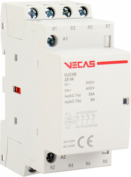 Stycznik modułowy 25A 4NC 230V AC - VCS-HJCH8-25-04-230 - VECAS