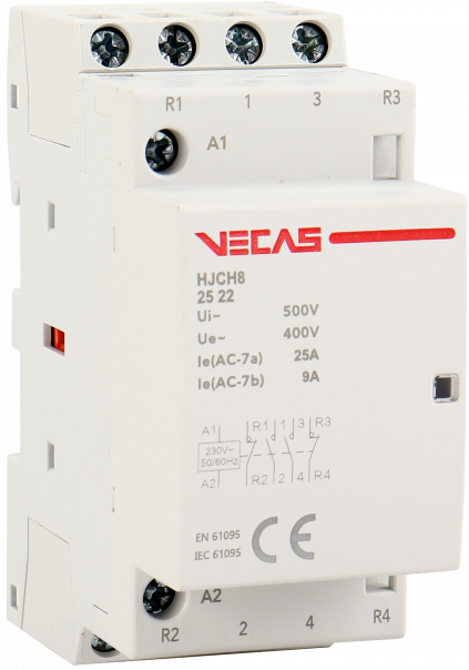 Stycznik modułowy 25A 2NO+2NC 230V AC - VCS-HJCH8-25-22-230 - VECAS