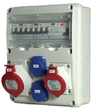 ROZDZIELNICA BUDOWLANA ENERBOX GNIAZDA 1X32A/5P + 1X16A/5P + 3X230V 11 MODUŁÓW IP44 - 633.3122-PH2 - SCAME