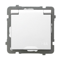 GNIAZDO POJEDYNCZE Z UZIEMIENIEM 2P+Z BRYZGOSZCZELNE Z KLAPKĄ ZACISKI ŚRUBOWE 16A 250V IP44 BIAŁY AS - GPH-1GZ/m/00/w - OSPEL
