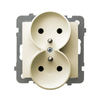 GNIAZDO PODWÓJNE Z UZIEMIENIEM 2X2P+Z ZACISKI ŚRUBOWE 16A 250V IP20 ECRU AS - GP-2GRZ/m/27 - OSPEL