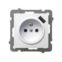 GNIAZDO POJEDYNCZE Z UZIEMIENIEM 2P+Z Z PRZESŁONAMI ZACISKI AUTOMATYCZNE Z ŁADOWARKĄ USB 16A/230 USB 5V/2.1A IP20 BIAŁY AS - GP-1GZPUSB/m/00 - OSPEL