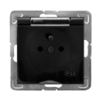Gniazdo bryzgoszczelne z uziemieniem IP-44 wieczko przezroczyste 16A/250~, IP-44, zaciski gwintowe  CZARNY METALIK - GPH-1YZ/m/33/d - OSPEL