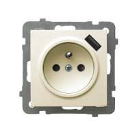 Gniazdo pojedyncze z uziemieniem z przesłonami torów prądowych, z ładowarką USB 16A/230~,USB 5V/2,1A, IP-20, zac.bezgw. ECRU AS - GP-1GZPUSB/m/27 - OSPEL
