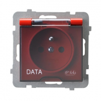 Gniazdo bryzgoszczelne z uziemieniem DATA IP-44 wieczko przezroczyste 16A/250~, IP-44, zaciski gwintowe CZERWONY AS - GPH-1GZD/m/00/d - OSPEL