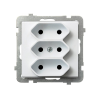 Gniazdo potrójne EURO 2,5A/250~, IP-20, zaciski gwintowe BIAŁY MAT SONATA - GP-3R/m/75 - OSPEL