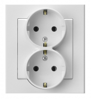 Gniazdo podwójne z uziemieniem schuko kompletne z ramką 16A/250~, IP-20, zaciski gwintowe BIAŁY MAT SONATA - GP-2RS/75 - OSPEL