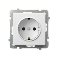 Gniazdo pojedyncze z uziemieniem schuko 16A/250~, IP-20, zaciski gwintowe BIAŁY MAT SONATA - GP-1RS/m/75 - OSPEL