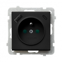Gniazdo pojedyncze z uziemieniem z przesłonami torów prądowych, z ładowarką USB A+C GP-1RZPUSBAC/m/33 - GP-1RZPUSBAC/m/33 - OSPEL