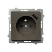 Gniazdo pojedyncze z uziemieniem z przesłonami torów prądowych, z ładowarką USB A+C GP-1RZPUSBAC/m/40 - GP-1RZPUSBAC/m/40 - OSPEL