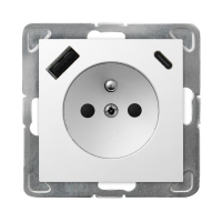 Gniazdo pojedyncze z uziemieniem z przesłonami torów prądowych, z ładowarką USB A+C GP-1YZPUSBAC/m/00 - GP-1YZPUSBAC/m/00 - OSPEL
