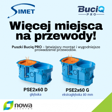 Więcej miejsca na przewody, złączki i moduły Smart Home? Postaw na puszki BuciQ PRO od SIMET!